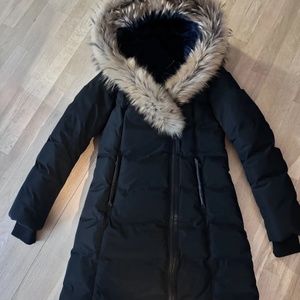 MACKAGE Women's Sz M KAY Black Parka Coat Jacket Raccoon Fur Trim Hood 800 Fill